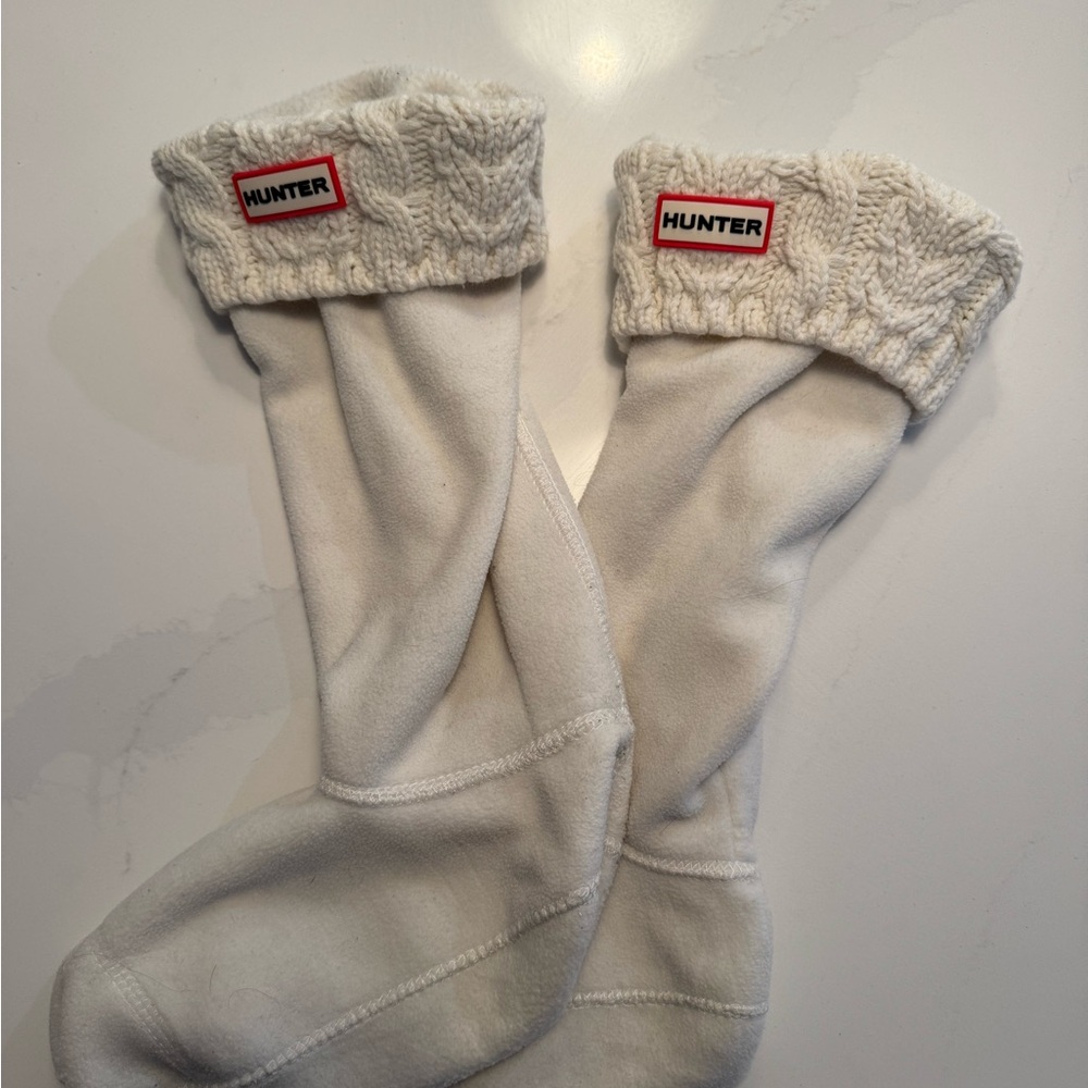 Hunter White Fleece Boot Socks